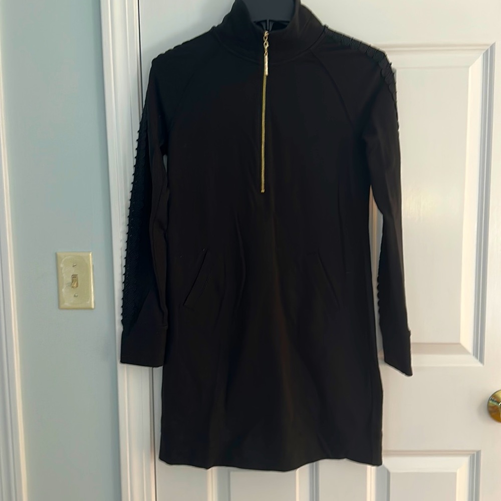 Lilly Pulitzer Black Casual Sweatshirt Dress, Size XXS